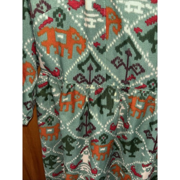 Anouk by Myntra Dress L Green Boho Cottagecore 3/4 Sleeve Midi Pockets Tie Back - Picture 3 of 10